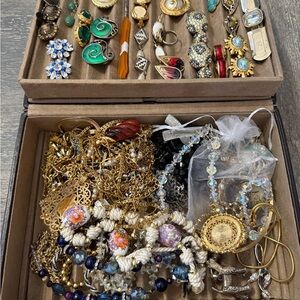 Vintage estate jewelry lot 61 pieces Trifari Monet Sarah Cov Morano and more